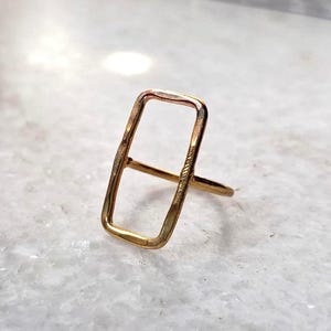Hammered 14k Gold Filled Rectangle Ring - Modern Minimalist Jewelry