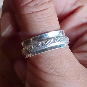 925 Sterling Silver, Unisex Worry Ring, Handmade Silver Spinner Band, Braided Spinner Ring,  Fidget Ring for Anxiety , Best Ring for Gifts