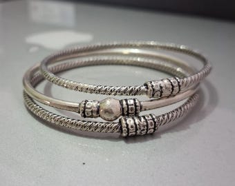 Set geoxideerde sterlingzilveren armbanden: tribal boho-manchetarmbanden