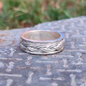 925 Sterling Silver, Braided Spinner Ring,  Fidget Ring for Anxiety, Handmade Silver Spinner Band, Unisex Worry Ring, Best Ring for Gifts