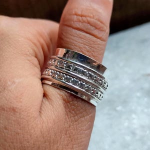 925 Sterling Silver ring, Fidget Band, Handmade Silver Spinner Ring, Unique Design ring, Anti-Anxiety Ring, Healing Ring, Gift for Her