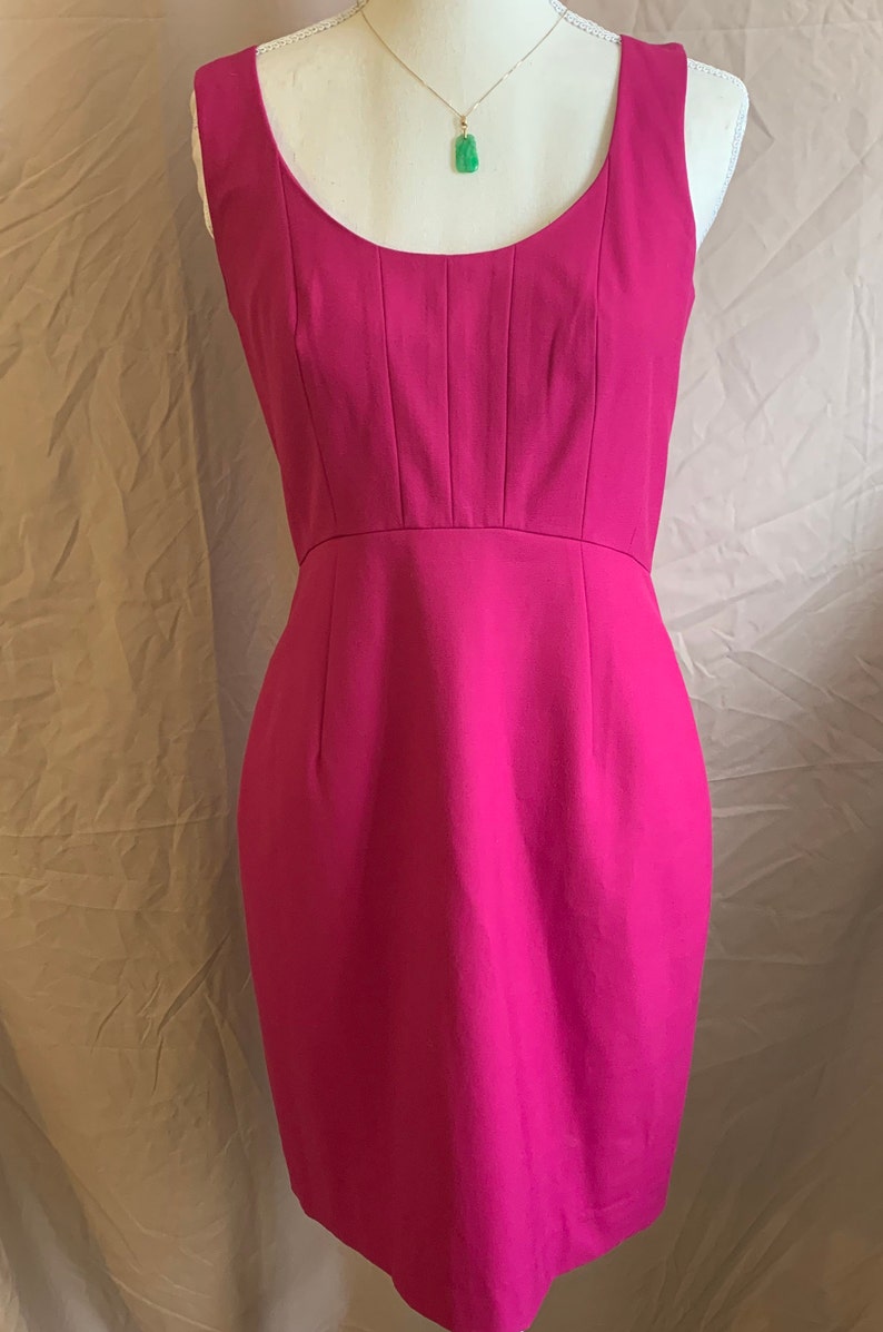2P Ann Taylor Vintage Deep Pink Sheath Dress Sleeveless