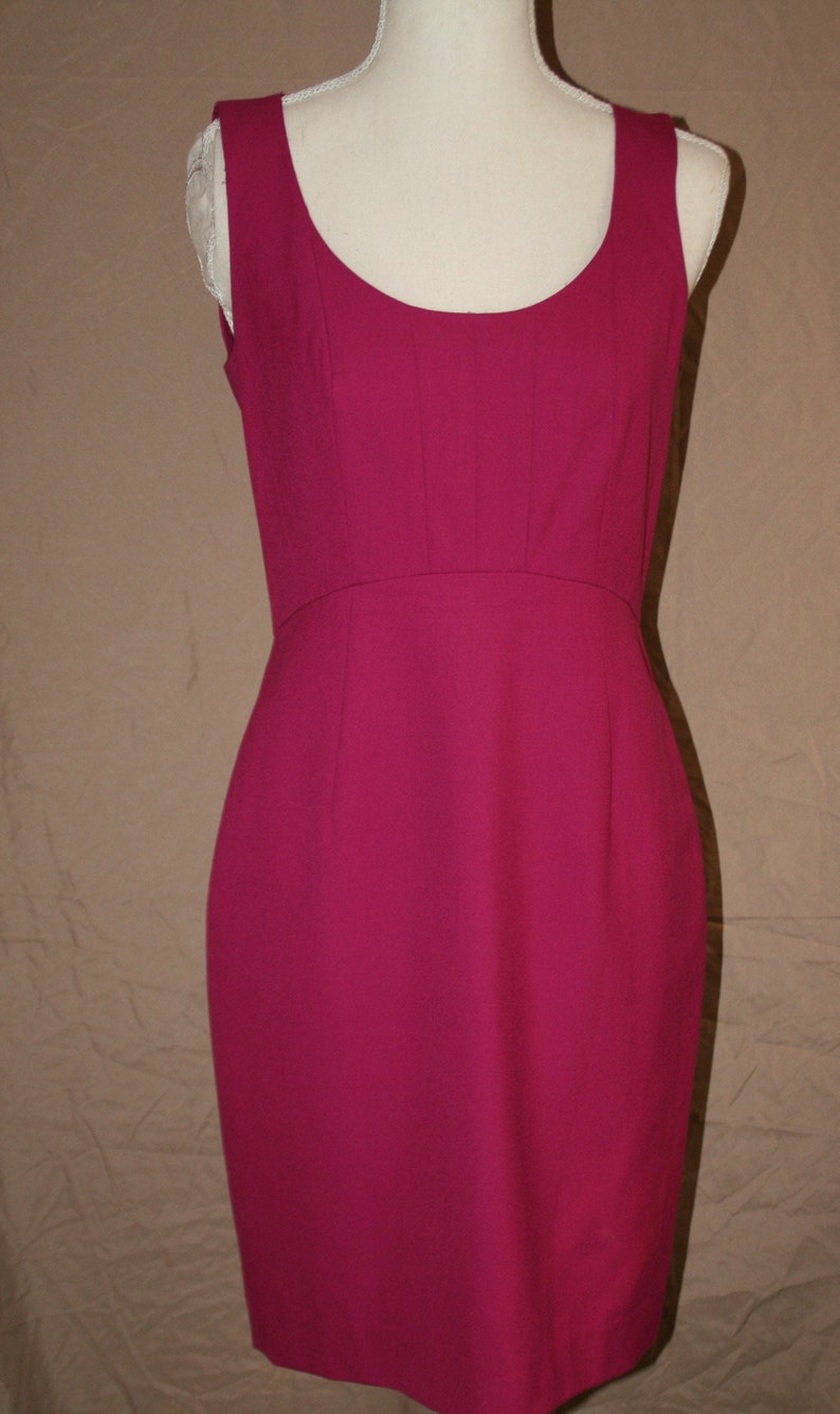 2P Ann Taylor Vintage Deep Pink Sheath Dress Sleeveless