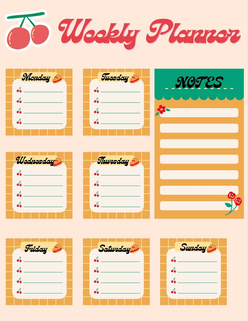 Weekley Planner Cursive Printable Weekly Planner | Minimalist To-do List | Digital PDF Download ...