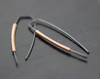 Modern dangle threader earrings -  READY TO SHIP rose gold wrapped threaders 14K gold fill sterling silver jewelry, handmade in seattle