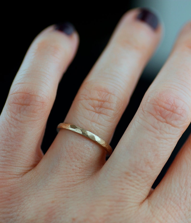 textured wedding band for him her them modern hammered style wedding band set mens or womens wedding band ethical wedding ring by LOLiDE