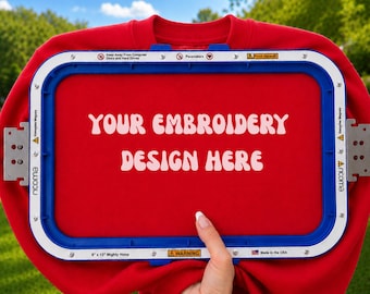 Gildan 18000 Mockup Red | Embroidery Sweatshirt Mockup | Embroidery Hoop Styled Stock Photo | Etsy Mockup l Digital Mockup