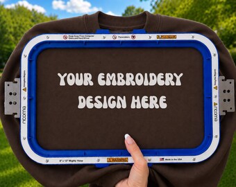 Gildan 18000 Mockup Dark Chocolate | Embroidery Sweatshirt Mockup | Embroidery Hoop Styled Stock Photo | Etsy Mockup l Digital Mockup