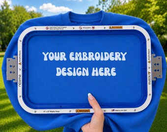 Gildan 18000 Mockup Royal Blue | Embroidery Sweatshirt Mockup | Embroidery Hoop Styled Stock Photo | Etsy Mockup l Digital Mockup