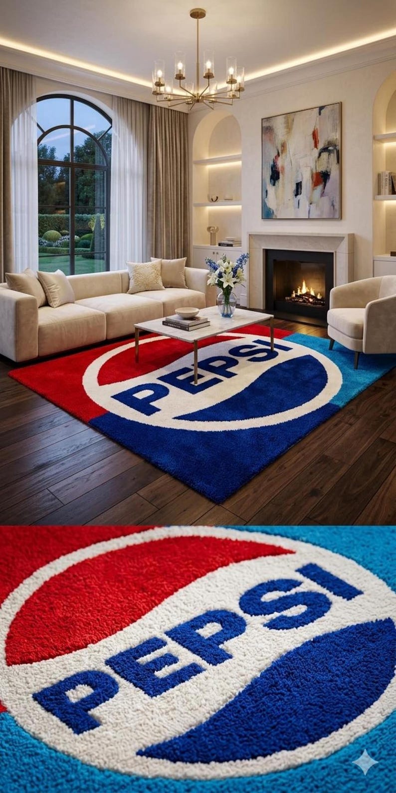 Pepsi Logo Rug Custom Branding Area Rug Retro Pop Culture Carpet Large ...