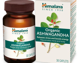 Himalaya Organic Ashwagandha Stress Relief and Energy Booster Herbal Supplement - 60 Count