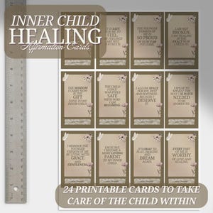 Inner Child Healing Affirmation Cards – Printable Self-Compassion Quotes, Emotional Healing Digital Download, Therapy-Inspired Wall Art