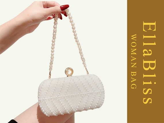 Elegant Pearl Clutch Bag, Bridal Wedding Evening Purse With  display picture 1