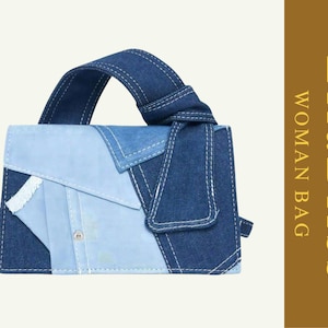 Sac à bandoulière en patchwork en denim - Sac à main tendance inspiré des cow-boys avec poignée sur le dessus, accessoire streetwear de l&#39;an 2000 pour femme