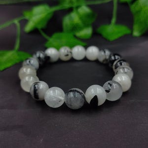 Black Rutile Gemstone Beaded Bracelet - Black Rutile Bracelet - Bead Bracelet - Stretchy Bracelet Healing - Handmade Bracelet - Gift For Her
