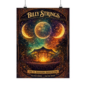 Billy Strings | 4/2/26 - 4/4/26 | St. Augustine, FL | Concert Poster  | V1