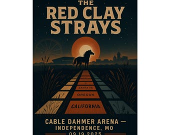 The Red Clay Strays Independence MO Concert Print | September 19, 2025 | Cable Dahmer Arena | Variant 2