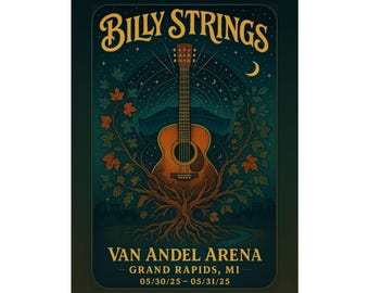Billy Strings Grand Rapids  5.30&31, 2025 | Van Andel Arena Fan Poster | Concert Print