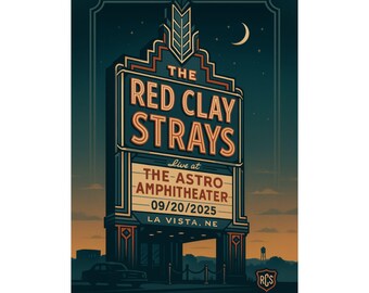 The Red Clay Strays La Vista NE Concert Print | September 20, 2025 | Astro Amphitheater | Variant 2