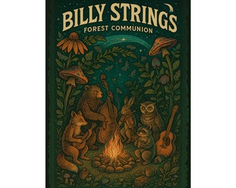 Billy Strings | Woodland Animals Bluegrass Campfire Music Fan Art