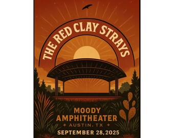 The Red Clay Strays Austin TX Concert Print | September 28, 2025 | Moody Amphitheater | Variant 1