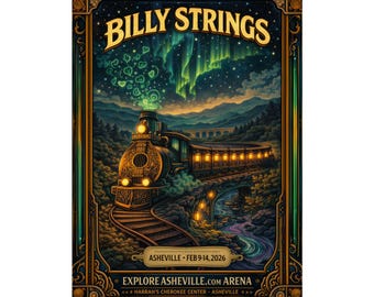 Billy Strings | 2/9/26 - 2/14/26 | Asheville, NC | Concert Poster  | V3