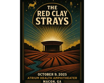 The Red Clay Strays Macon GA Concert Print | October 9, 2025 | Atrium Health Amphitheater | Variant 1