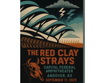 The Red Clay Strays Andover KS Print | September 11, 2025 | Capital Federal Amphitheater | Concert Poster | Variant 2