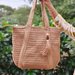 Handmade Summer Raffia Handbags,Straw Bags, Hand Woven Straw Beach Bags, Gifts For Best Friends, Gifts For Her, Eco-friendly Handbag Crochet