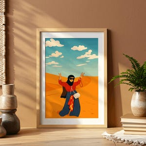 Vibrant Desert Lady Dancing Matte Vertical Posters, Travel Enthusiasts, Wall Art for Living Room, Bohemian Style Decor