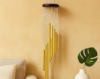 Gold/silver 12 Tubes Aluminum Alloy Wind Chimes with Hook, Bells for Outside and Indoor Decoration, Garden Decor, Wedding & Memorial Gift