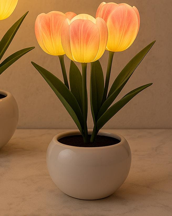 LED Tulip Night Light – Simulated Flower Lamp for Desk & Room Decor – Romantic Atmosphere Light, Table Lamp, Gift for her