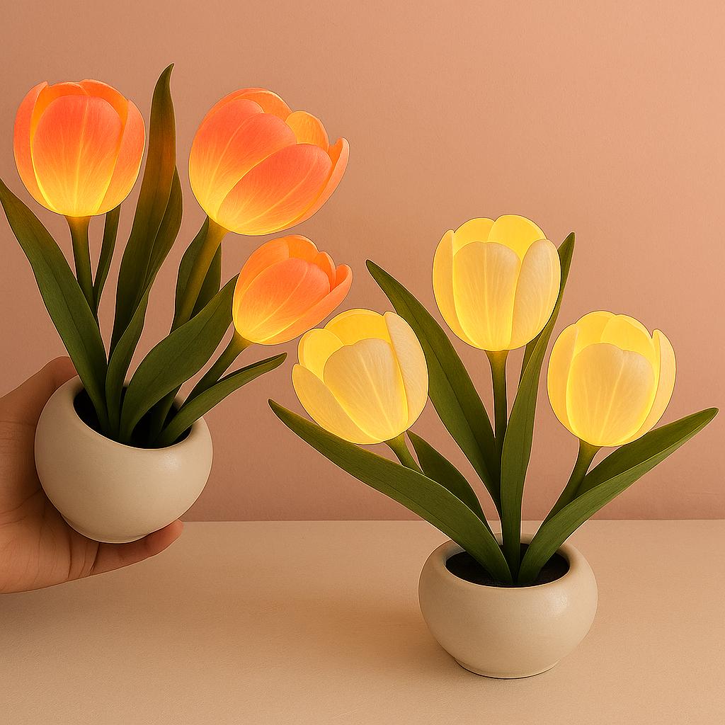 LED Tulip Night Light – Simulated Flower Lamp for Desk & Room Decor – Romantic Atmosphere Light, Table Lamp, Gift for her