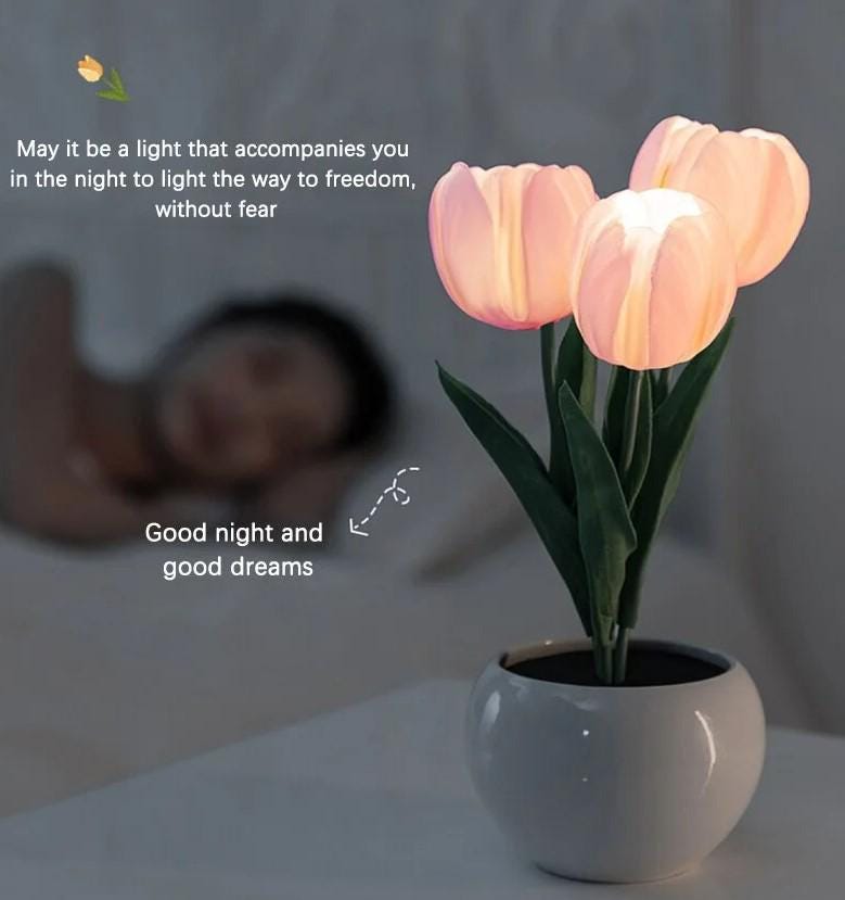 LED Tulip Night Light – Simulated Flower Lamp for Desk & Room Decor – Romantic Atmosphere Light, Table Lamp, Gift for her