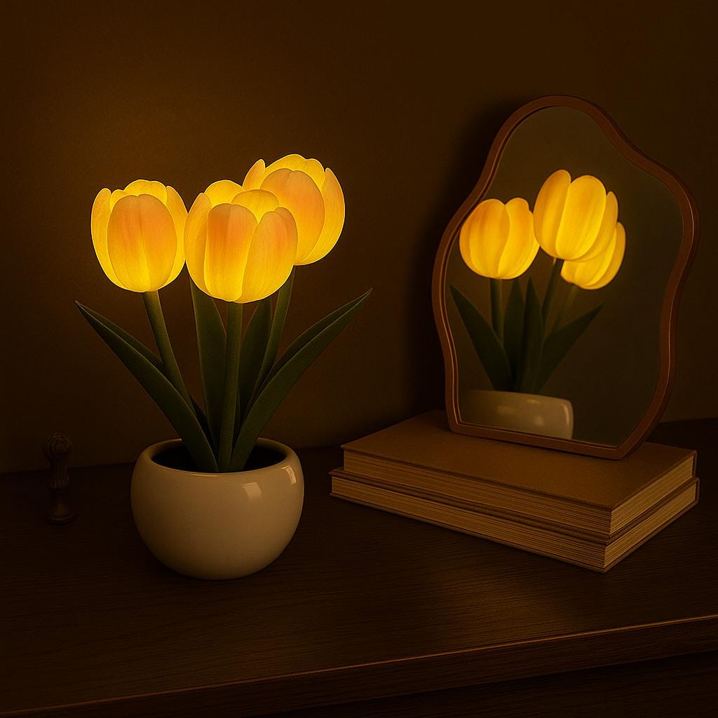 LED Tulip Night Light – Simulated Flower Lamp for Desk & Room Decor – Romantic Atmosphere Light, Table Lamp, Gift for her