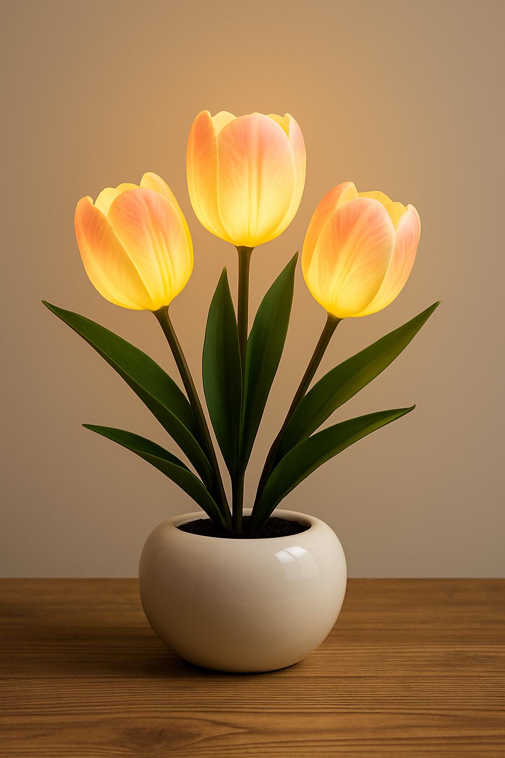 LED Tulip Night Light – Simulated Flower Lamp for Desk & Room Decor – Romantic Atmosphere Light, Table Lamp, Gift for her