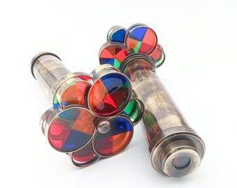 Handcrafted Brass Kaleidoscope, 6-inch Optical Art, Collectible Desk Décor