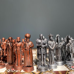 Handmade Ottoman Empire Chess Set – Handmade Byzantium Empire Chess Set-Medieval Warrior Theme | Luxury Chess Pieces-Best Selling Chess Set