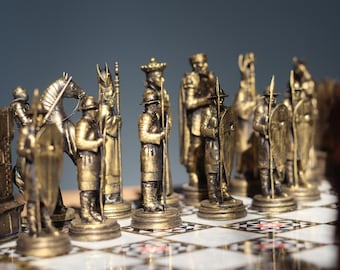 Handmade Seljuks vs Medieval Roman Empire Chess Set – Acrylic Painted, Handpainted Polimer Pieces