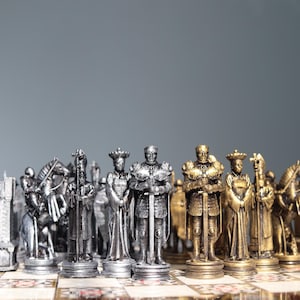 Handmade Byzantium Empire Chess Set-Medieval Warrior Theme |  Colored Luxury Chess Pieces-Roman Empire Chess Set-Best Selling Chess Set