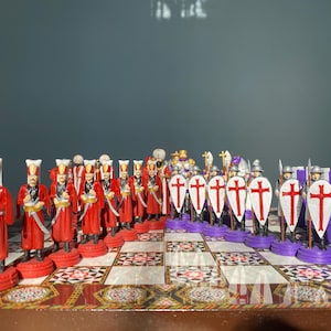 Handmade Ottoman Empire Chess Set – Handmade Byzantium  Chess Set-Medieval Warrior Theme | Colored Luxury Chess set-Best Selling Chess Set