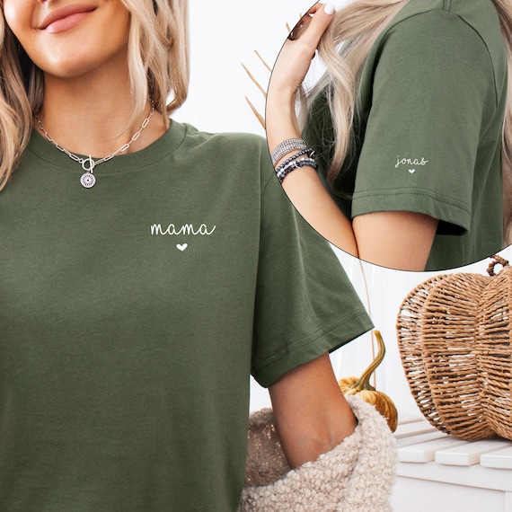 Personalisiertes Mama T-Shirt mit Namen der Kinder, Geschenk für Mama, Muttertagsgeschenk, Geschenk zur Geburt, T shirt Muttertag, Mom shirt