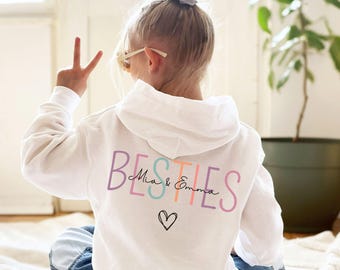 Personalisierter Besties backprint Hoodie Pullover, Beste Freundin Geschenk, Partnerlook, Geburtstag Weihnachtsgeschenk, Geschenkidee Bestie