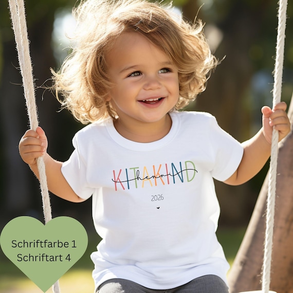 personalisiertes Kitakind T-Shirt mit Namen, Geschenk zum Start in den Kindergarten, Kitakind 2026, Kindergartenkind, Krippenkind