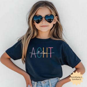 Personalisiertes Geburtstagsshirt für Mädchen und Jungen mit Name und Zahl, Geburtstagsoutfit, T-Shirt für Geburtstagskind, 4 5 6 7 8 9 10