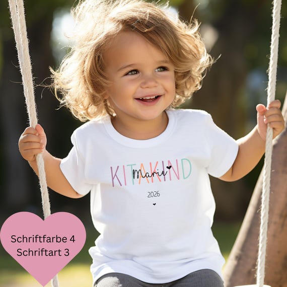 personalisiertes Kitakind T-Shirt mit Namen, Geschenk zum Start in den Kindergarten, Kitakind 2026, Kindergartenkind, Krippenkind