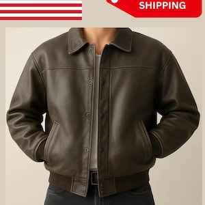 Distressed Brown Bomber Jacket – Men’s Vintage Military Cowhide Leather Coat | Handmade Streetwear Outerwear
