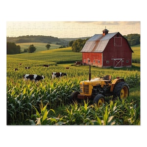 Jigsaw Puzzle: Rural America Farm Scene with Barn, Tractor, Cornfields, Rolling Hills - Great for Family Fun, Relaxation, Home Decor - Gift