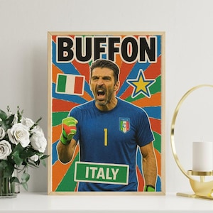 Gianluigi Buffon Italy Pop Art Poster – Digital Wall Art for Football Fans – Bold Sports Decor for Bedroom or Office – Soccer Artwork