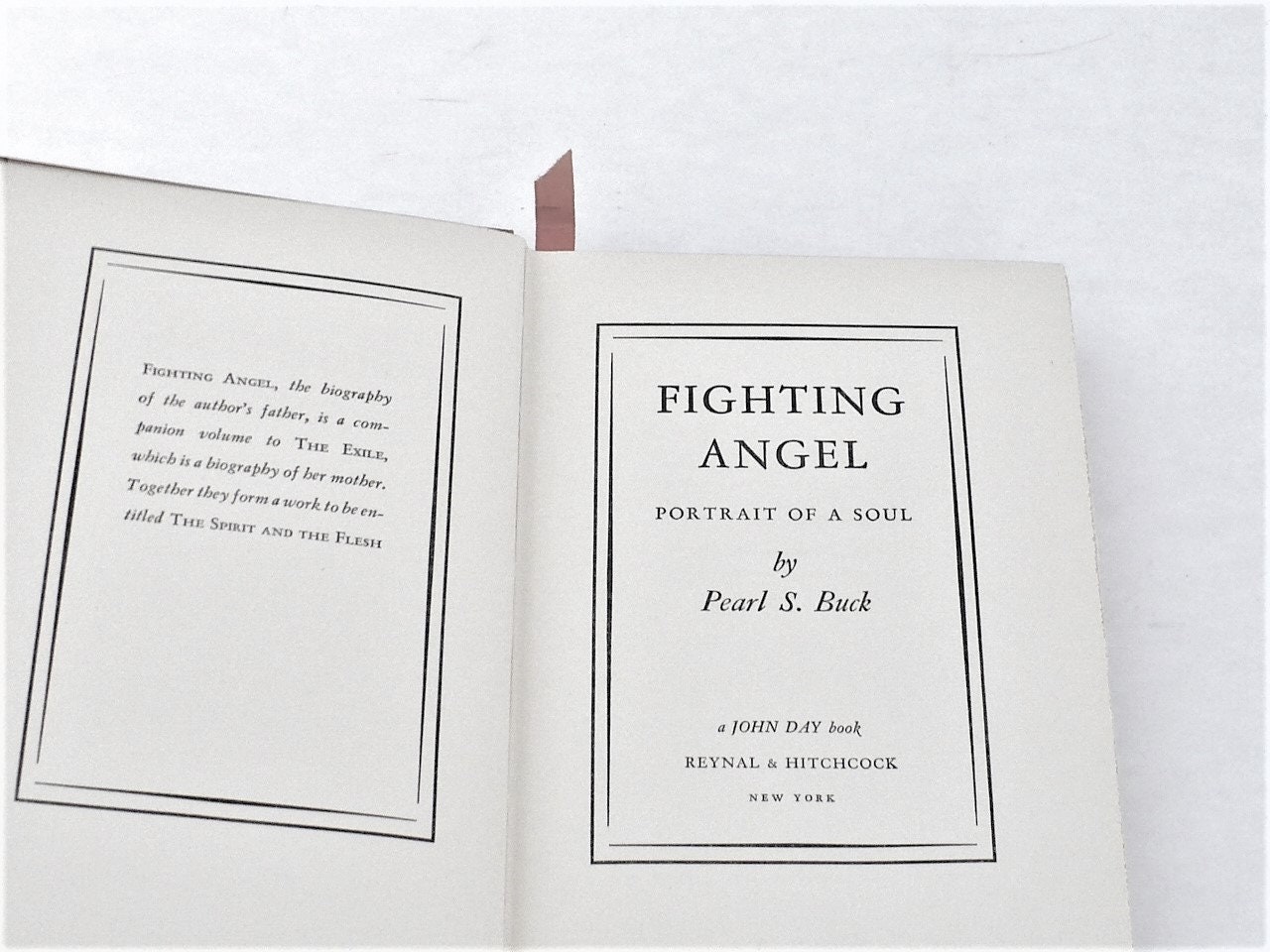 Books, Biographies,  by Pearl S. Buck, Fighting Angel, Portrait of a Soul, John Day Book, Hardcoaver, C.R. 1936, Reynal & Hitcock, New York,